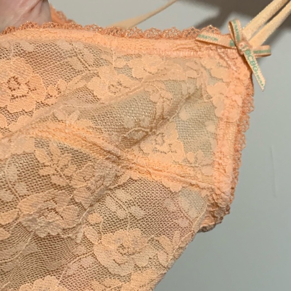 🎀Coquette Coral Floral Lace BCBGeneration The Count on Me Crop Bralette Bow - Picture 5 of 8
